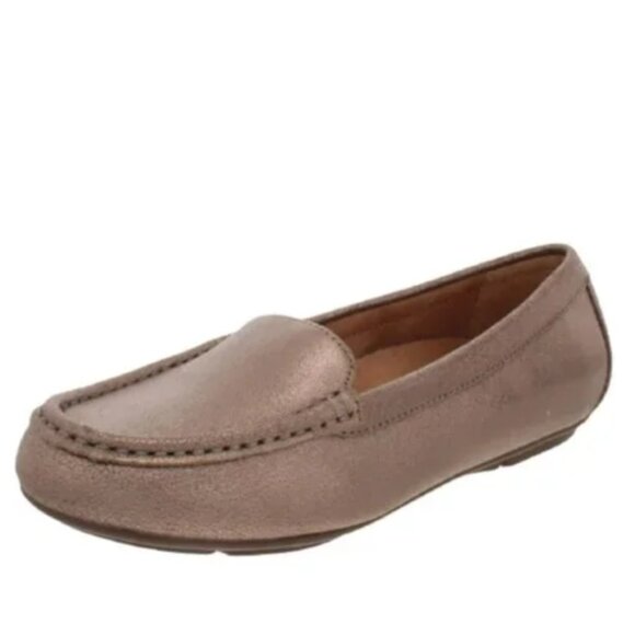 Vionic Women's Debbie Leather Metallic Slip On Moccasin Loafers - Picture 1 of 9